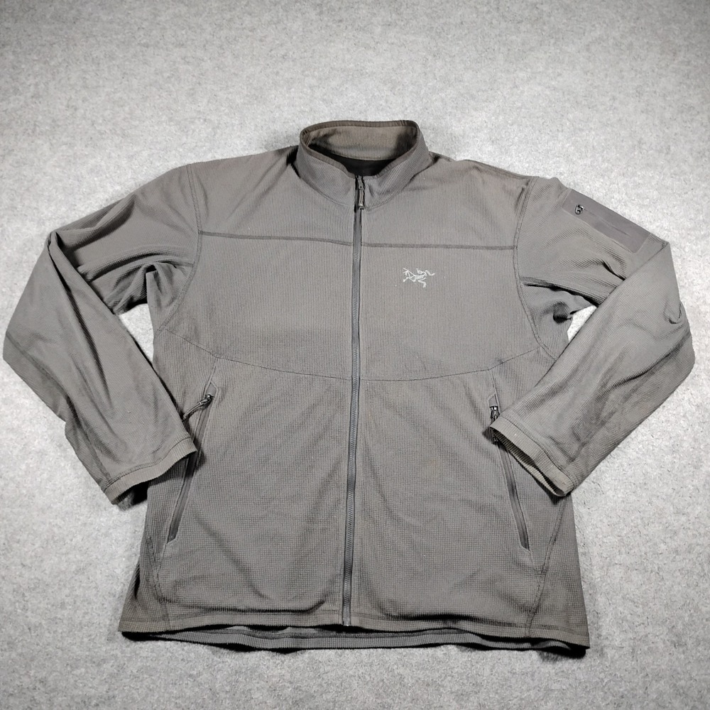 Arc'teryx Delta LT Jacket Men's Gray Polartec Waffle Grid Fleece Full Zip XL